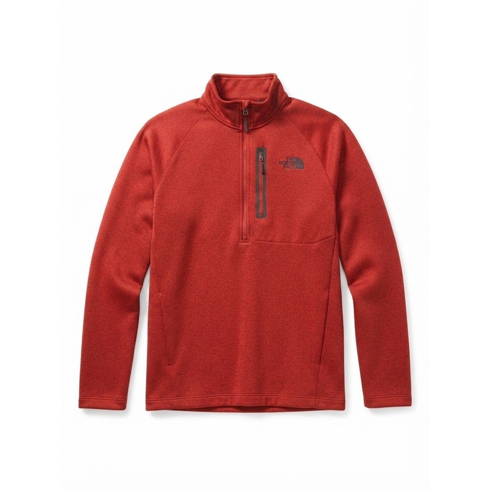 Mens North Face 1/4 Zip Red Pullover Sweater Outdoor Hiking Winter Warm